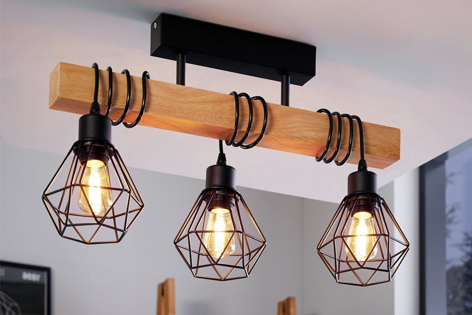 An EGLO Townshend 5 3 light pendant light in black.